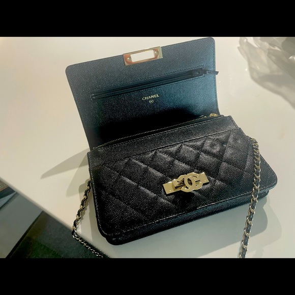 ❌SOLD❌CHANEL Caviar leather Wallet On Chain Black Cross Body Bag - Picture 6 of 11